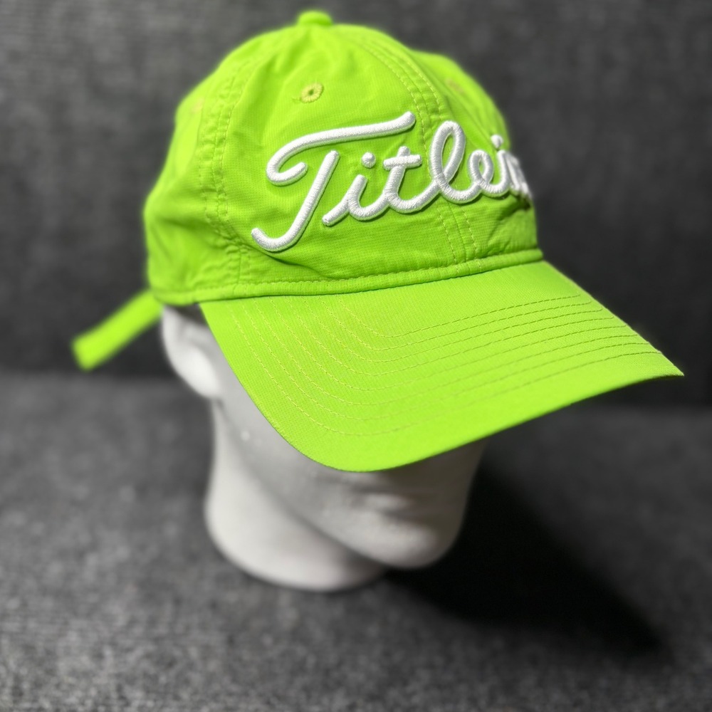 Titleist Golf Hat Neon Lime Green Performance Adjustable Strap Back Baseball Cap